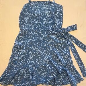 SHEIN Blue and White Spotted Mini Dress